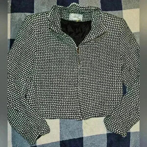 Soiree Womens Houndstooth Black and White Dress Jacket Size XS